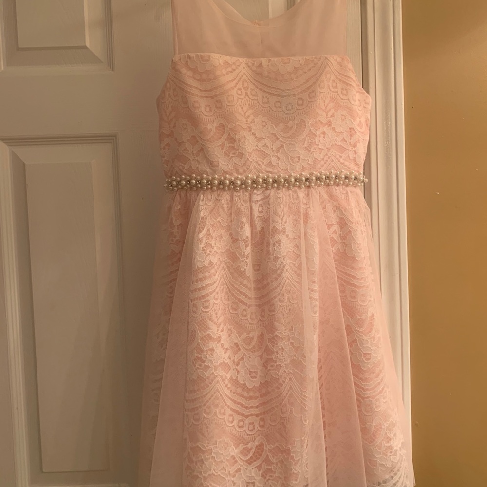 Girls Pink Lace Dress